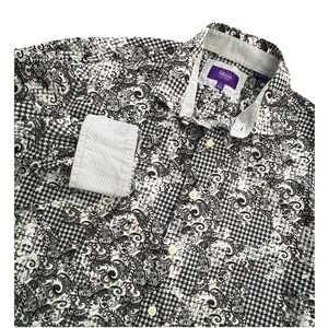 Tallia Flip Cuff L Mens Button Up Shirt  Paisley Check Cotton Western Cowboy Y2K